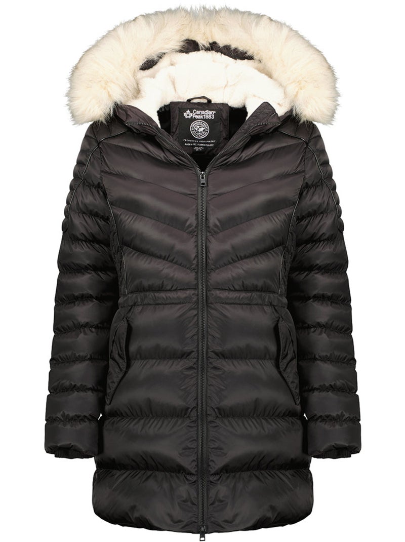 Parka cintrée à capuche fausse fourrure destineak – canadian peak Noir - Kiabi