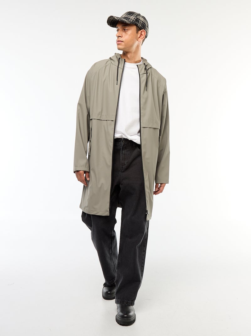 Parka déferlante longue à capuche Gris - Kiabi