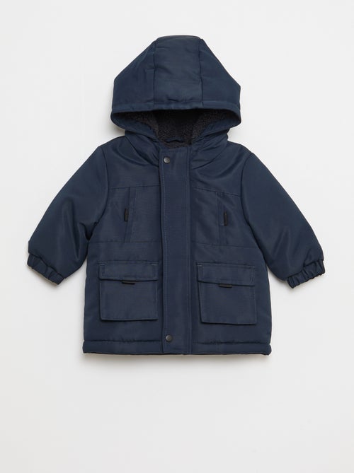 Parka déperlante à capuche avec doublure effet moutonné - Kiabi