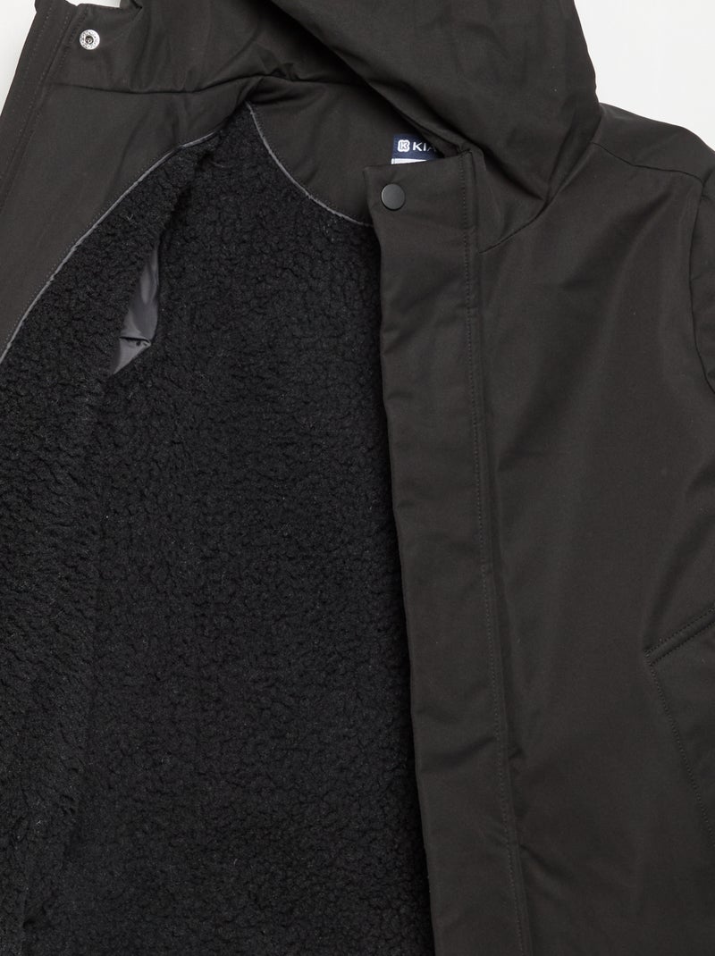 Parka doublée à capuche Noir - Kiabi