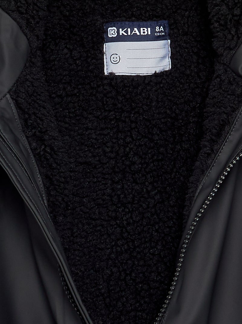 Parka doublée effet moutonné Noir - Kiabi