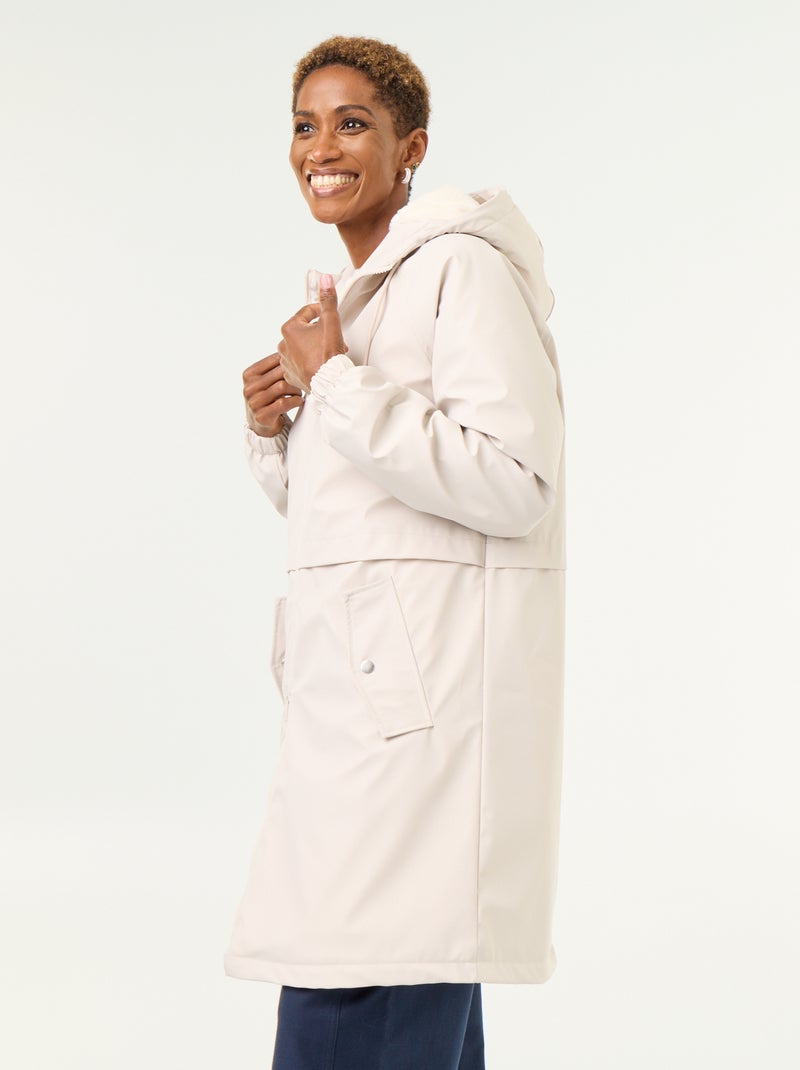 Parka droite doublée en fausse fourrure Gris - Kiabi