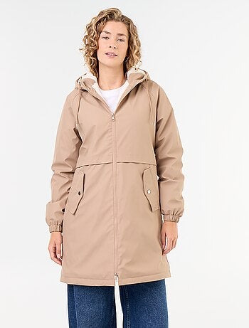 Parka droite doublée en fausse fourrure