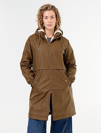 Parka droite doublée en fausse fourrure