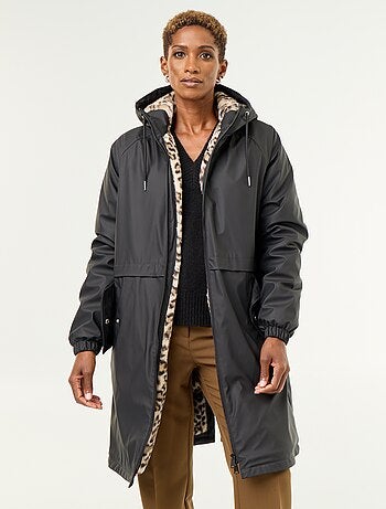 Parka droite doublée en fausse fourrure