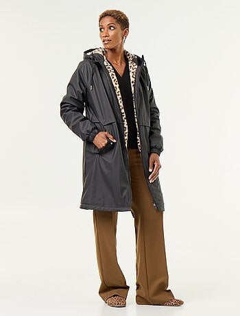 Parka droite doublée en fausse fourrure