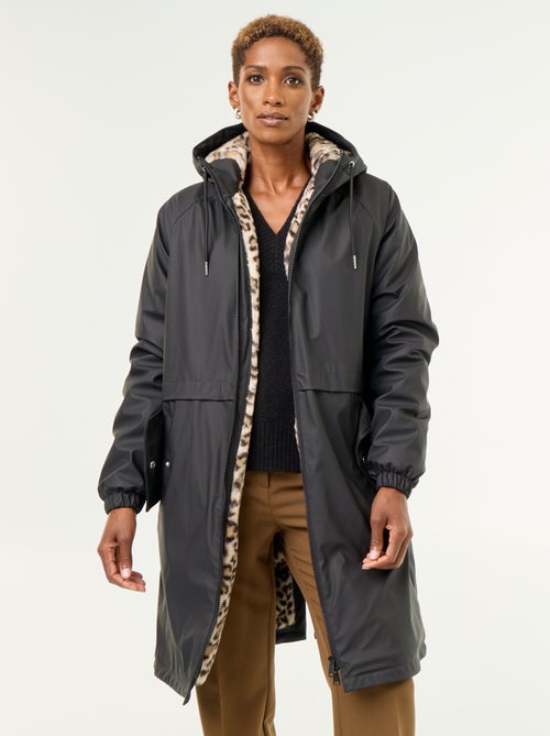Parka droite doublée en fausse fourrure - Kiabi Parka droite doublée en fausse fourrure - Kiabi