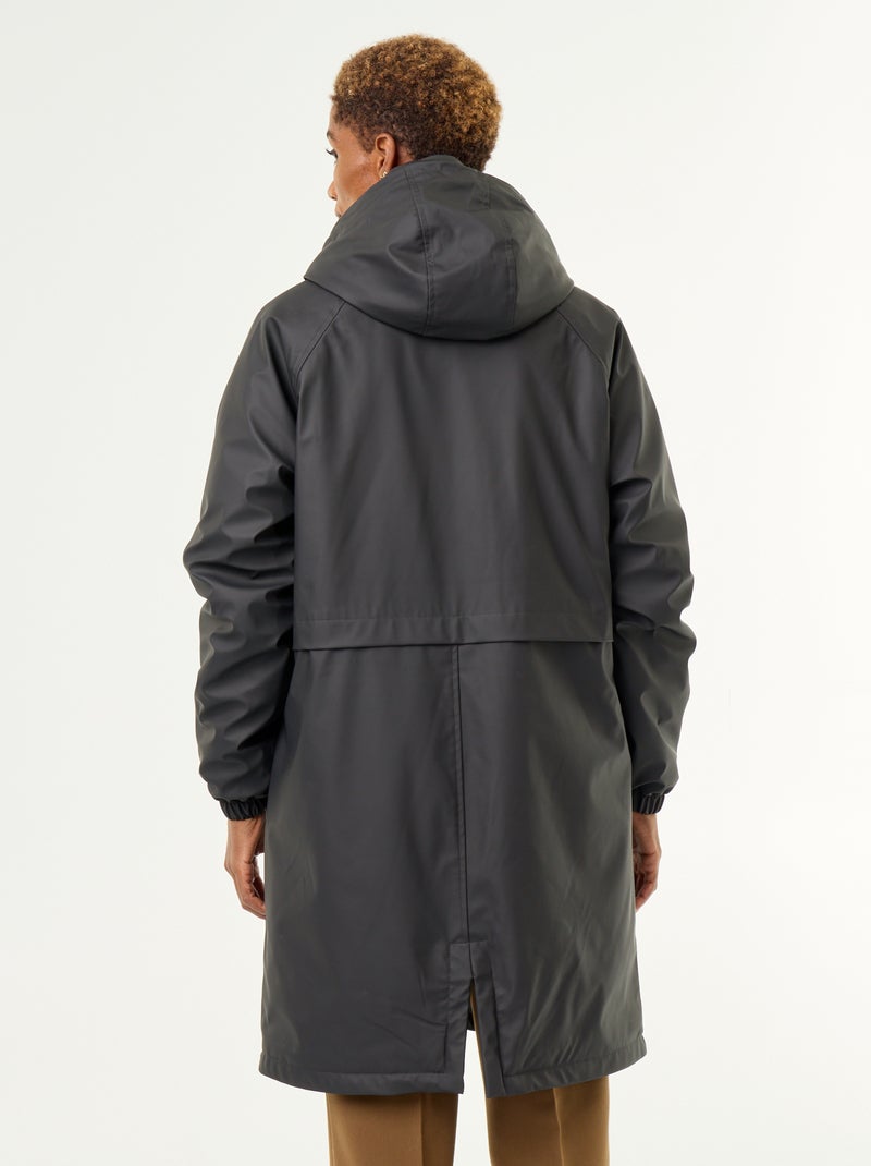 Parka droite doublée en fausse fourrure Noir - Kiabi