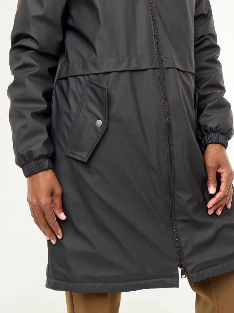 Parka droite doublée en fausse fourrure Noir - Kiabi