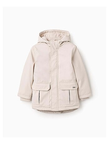 Parka en Caoutchouc à Capuche et Doublure en Jersey