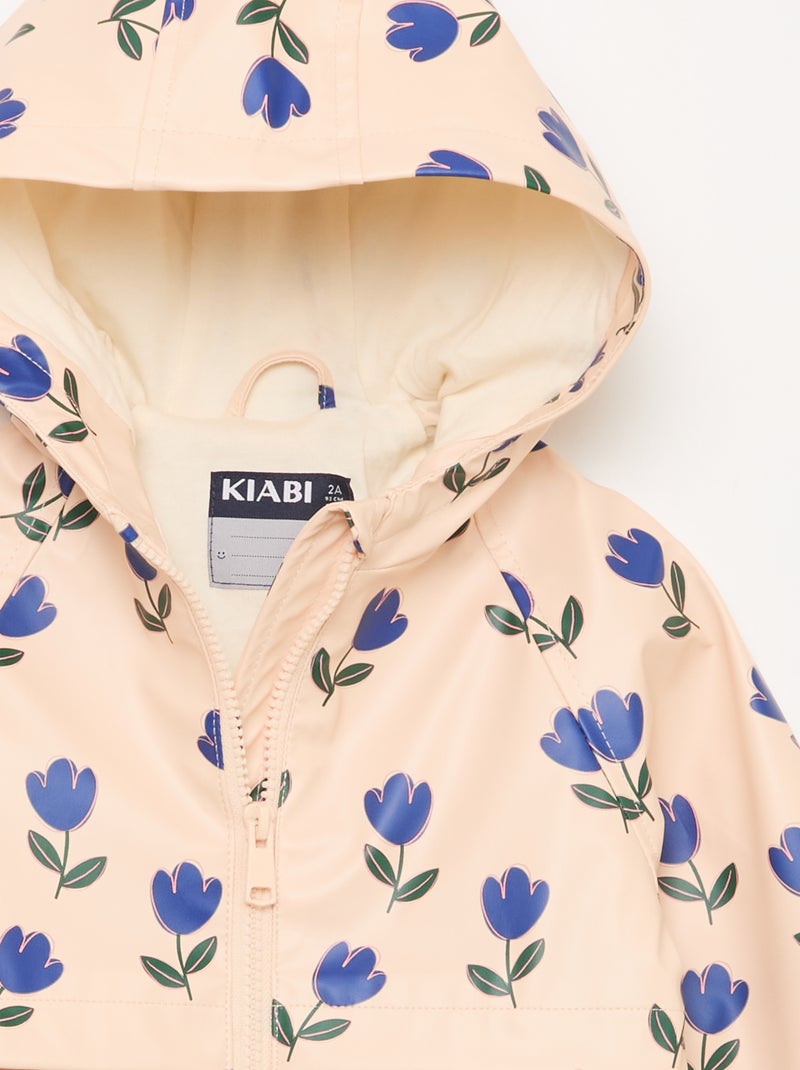 Parka en caoutchouc à capuche Rose - Kiabi