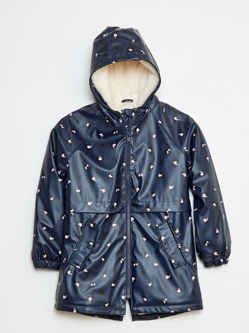 Parka en caoutchouc déperlant à capuche entièrement doublée Bleu - Kiabi