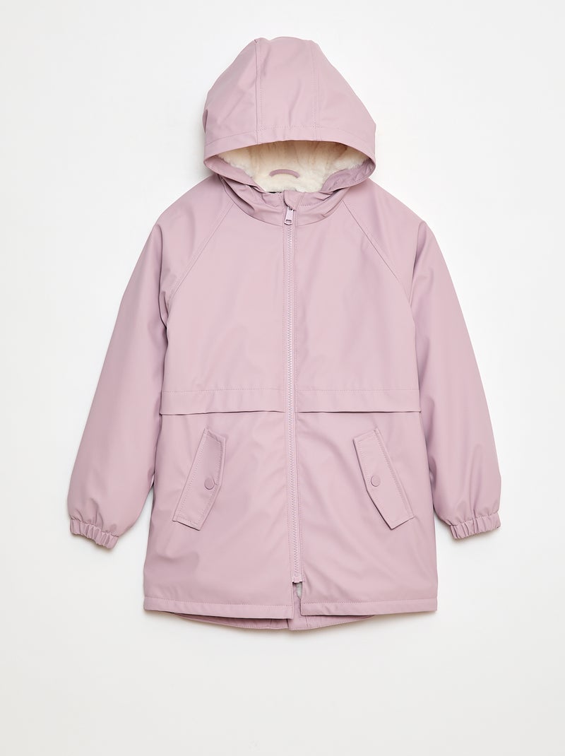 Parka en caoutchouc déperlant à capuche entièrement doublée Rose - Kiabi