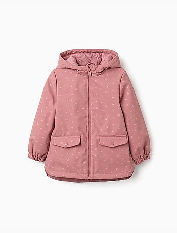 Parka en caoutchouc rembourrée avec capuche et imprimé floral