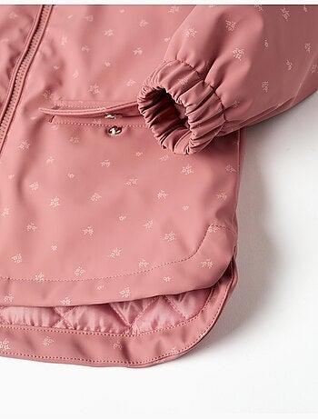 Parka en caoutchouc rembourrée avec capuche et imprimé floral