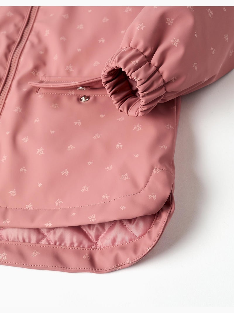 Parka en caoutchouc rembourrée avec capuche et imprimé floral Rose - Kiabi