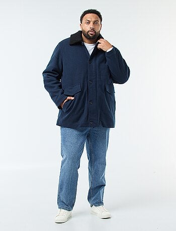 Parka en lainage avec col effet moutonné