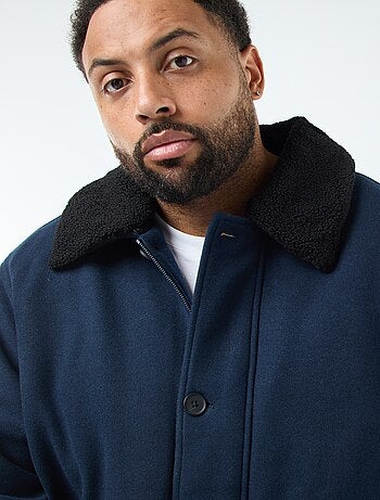 Parka en lainage avec col effet moutonné