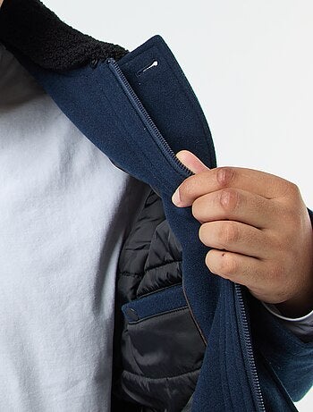 Parka en lainage avec col effet moutonné