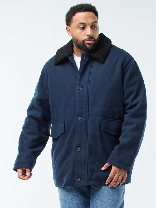 Parka en lainage avec col effet moutonné - Kiabi