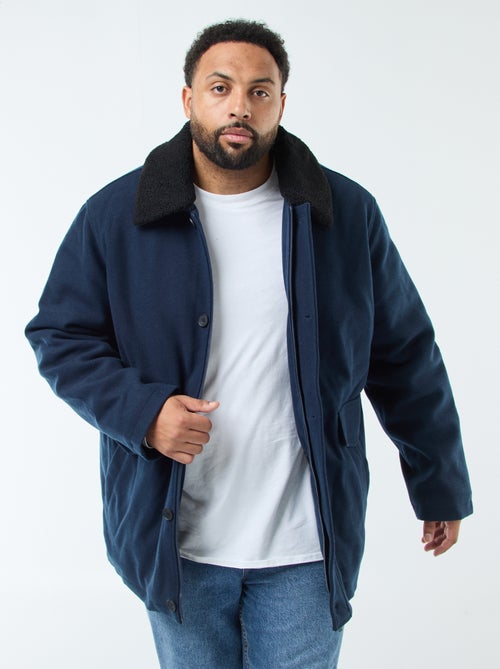 Parka en lainage avec col effet moutonné - Kiabi