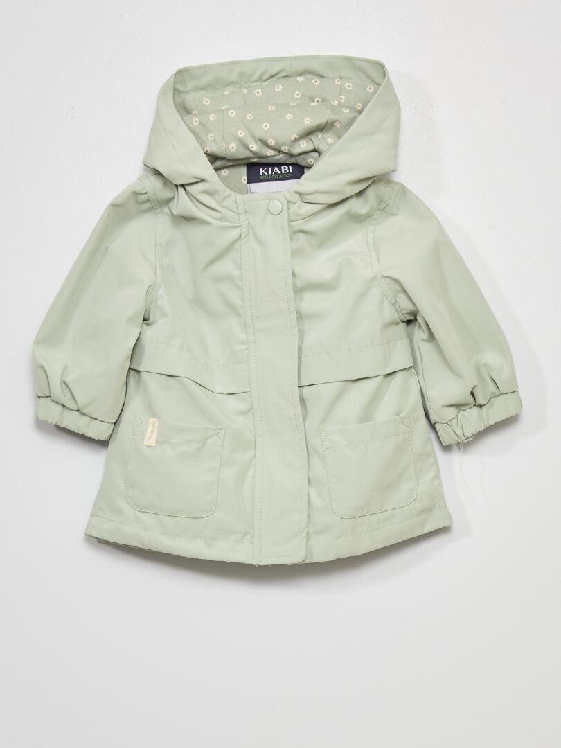 Parka en microfibre avec capuche Vert - Kiabi