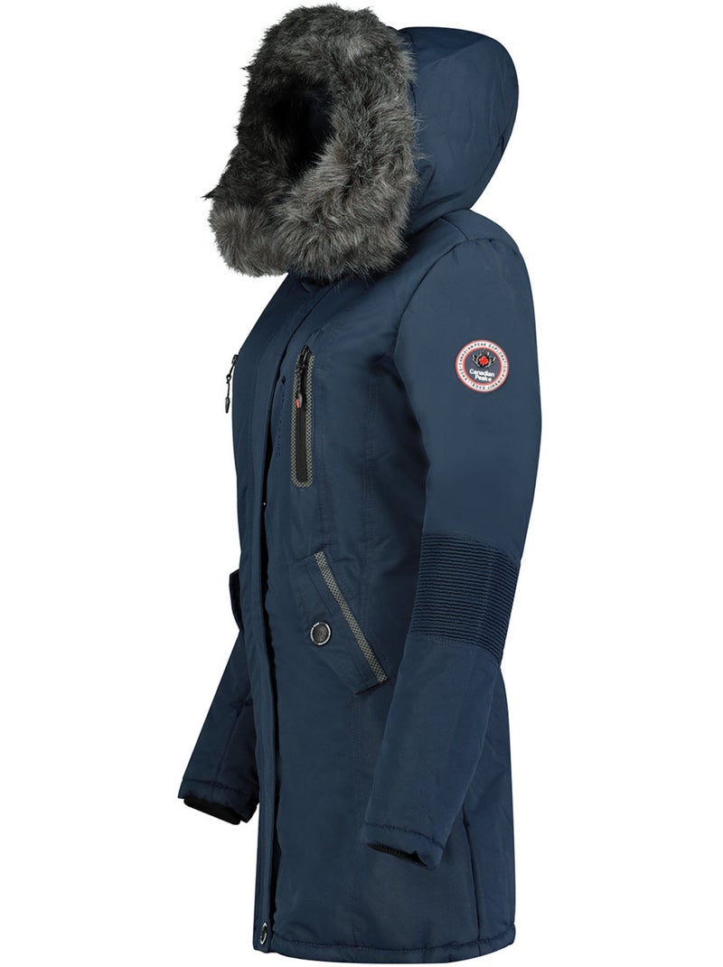 Parka épaisse à capuche fausse fourrure camilly – canadian peak Bleu marine - Kiabi
