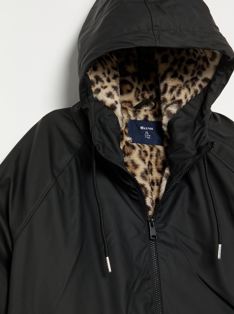 Parka gummy doublée à capuche Noir - Kiabi
