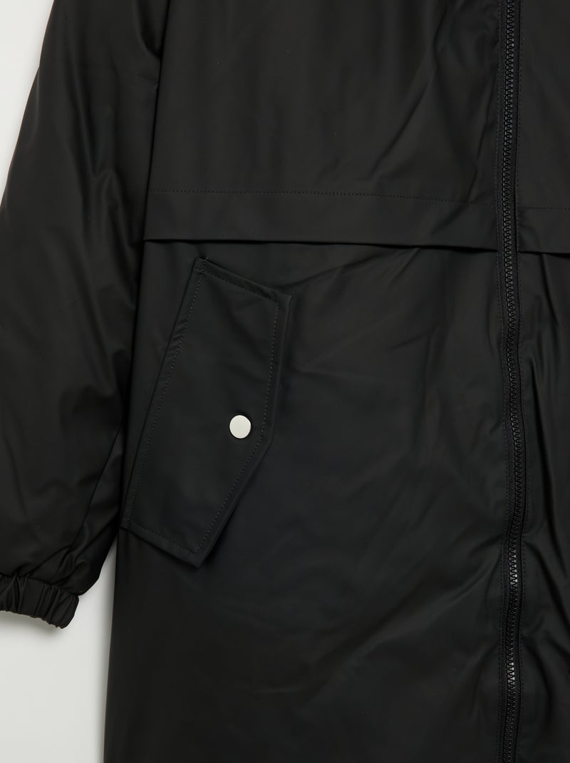 Parka gummy doublée à capuche Noir - Kiabi