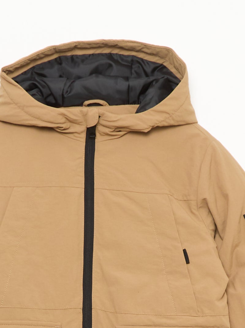 Parka légère à capuche avec 2 poches soufflées à rabat Beige - Kiabi