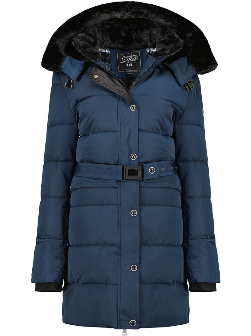 Parka longue à capuche amovible fausse fourrure bettineak – canadian peak Bleu marine - Kiabi