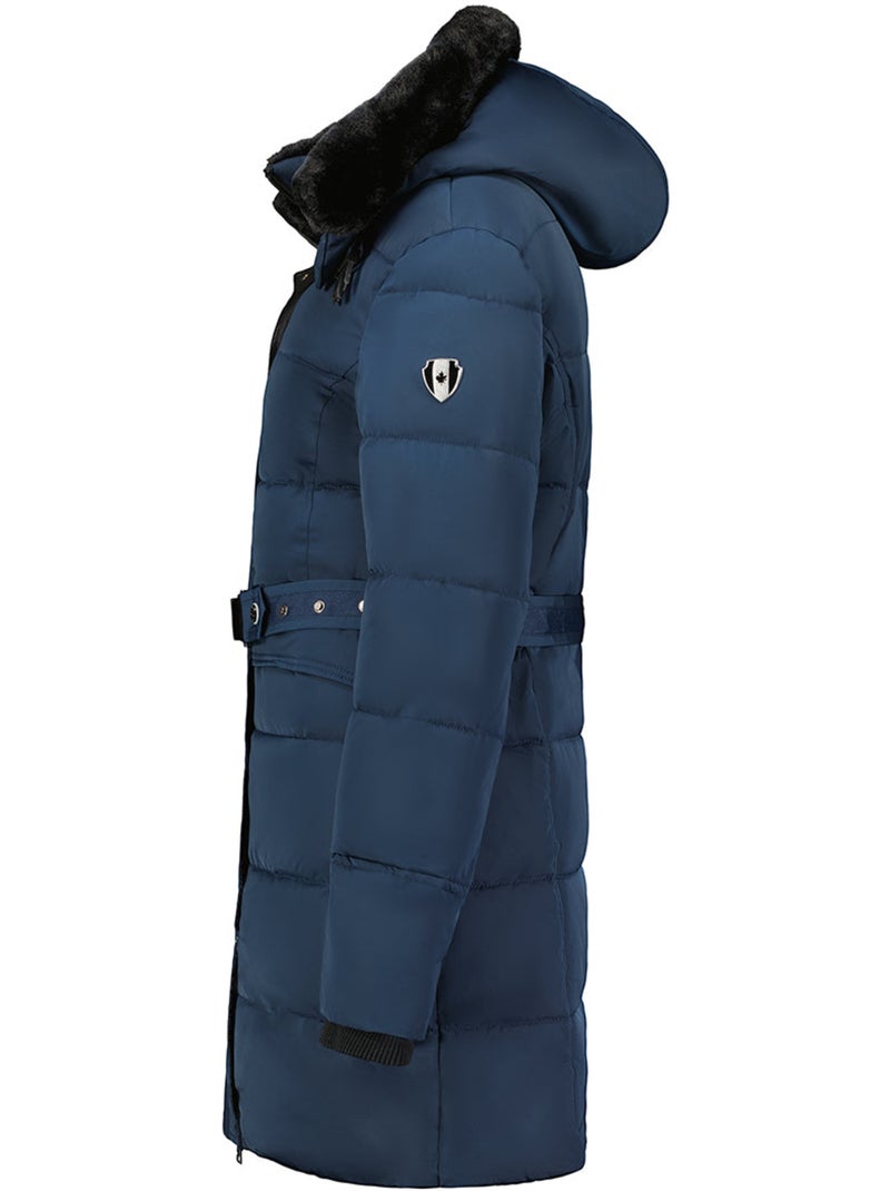 Parka longue à capuche amovible fausse fourrure bettineak – canadian peak Bleu marine - Kiabi