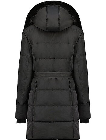 Parka longue à capuche amovible fausse fourrure bettineak – canadian peak