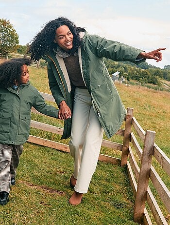 Parka longue à capuche doublure effet moutonné
