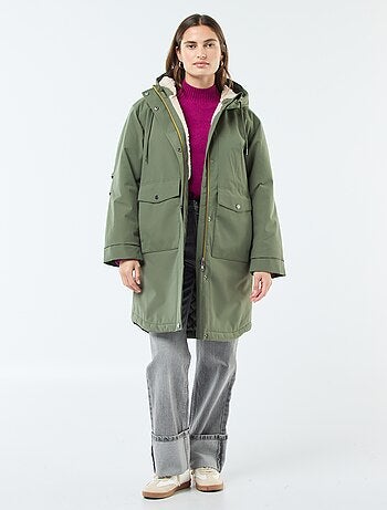 Parka longue à capuche doublure effet moutonné