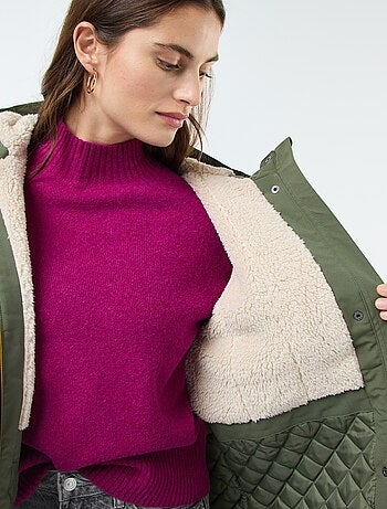 Parka longue à capuche doublure effet moutonné