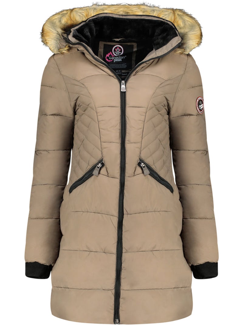 Parka longue à capuche fausse fourrure akapeak – canadian peak Taupe - Kiabi
