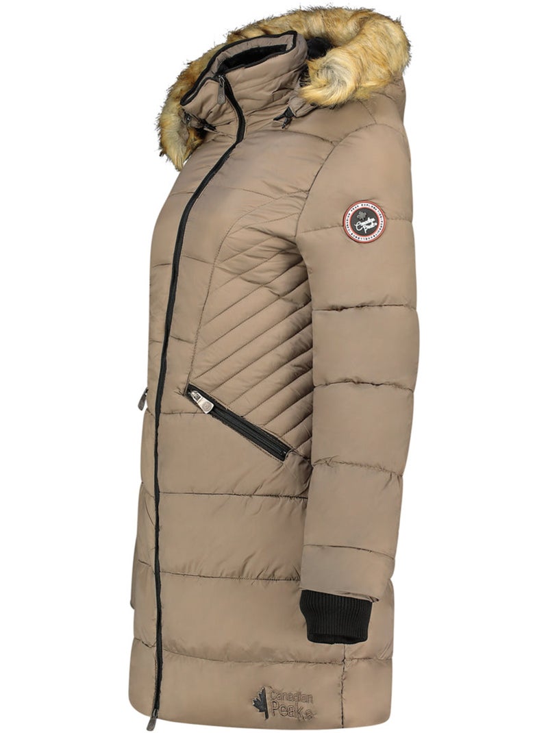 Parka longue à capuche fausse fourrure akapeak – canadian peak Taupe - Kiabi