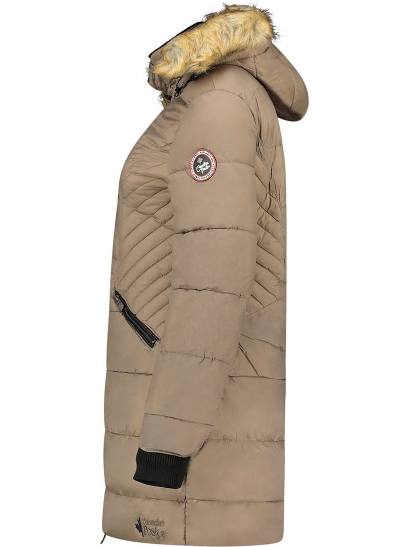 Parka longue à capuche fausse fourrure akapeak – canadian peak Taupe - Kiabi