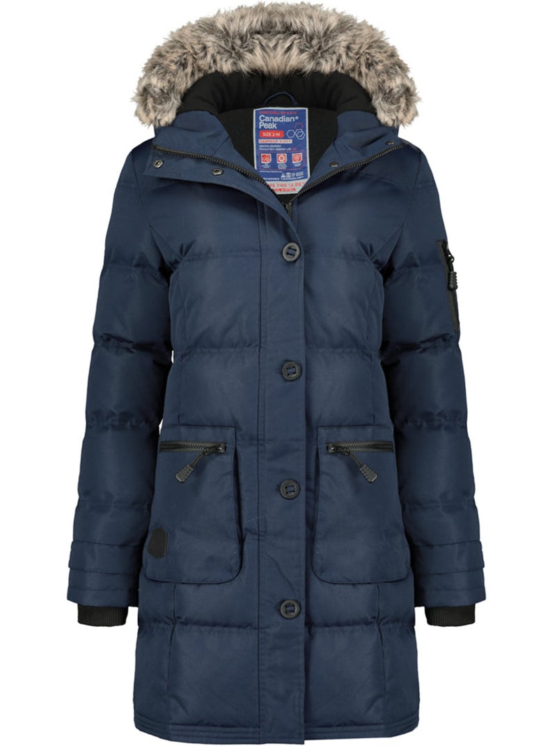 Parka longue à capuche fausse fourrure axelus – canadian peak Bleu marine - Kiabi