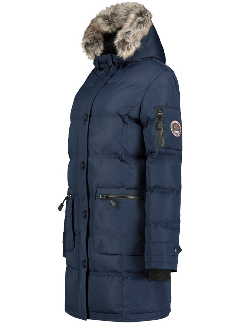 Parka longue à capuche fausse fourrure axelus – canadian peak Bleu marine - Kiabi
