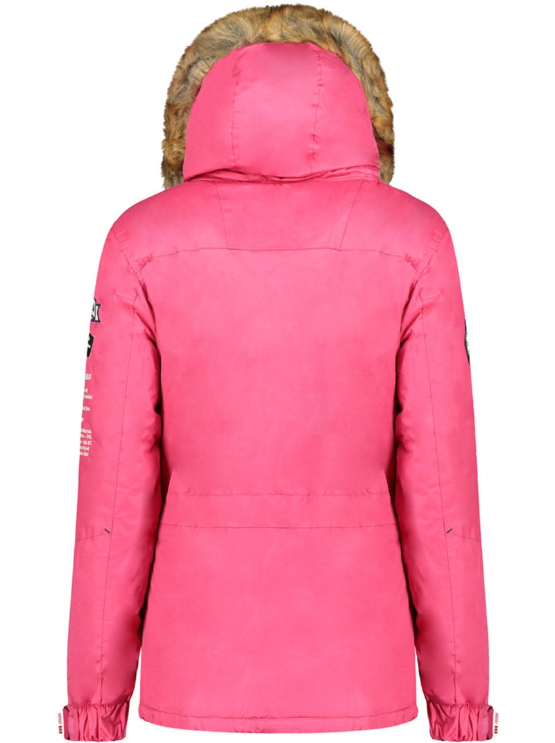 Parka longue cintrée à capuche fausse fourrure banapeak – canadian peak Rose fushia - Kiabi