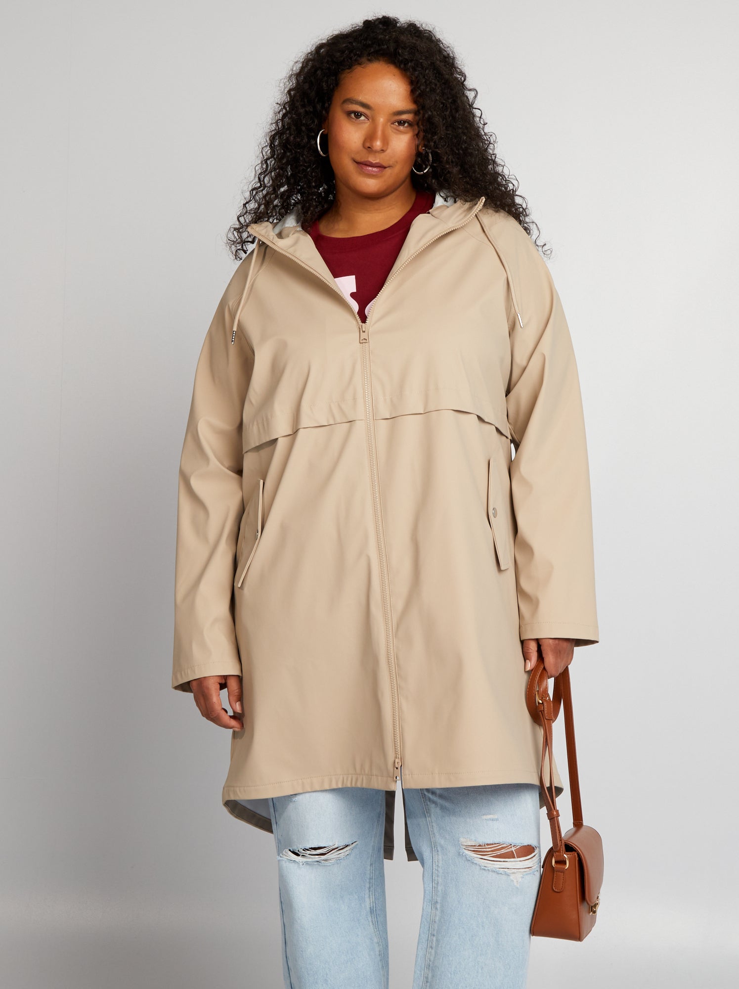 Parka femme imperméable avec capuche grande taille sale