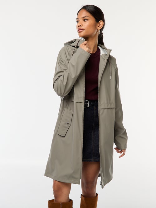 Parka longue déperlante à capuche - Kiabi