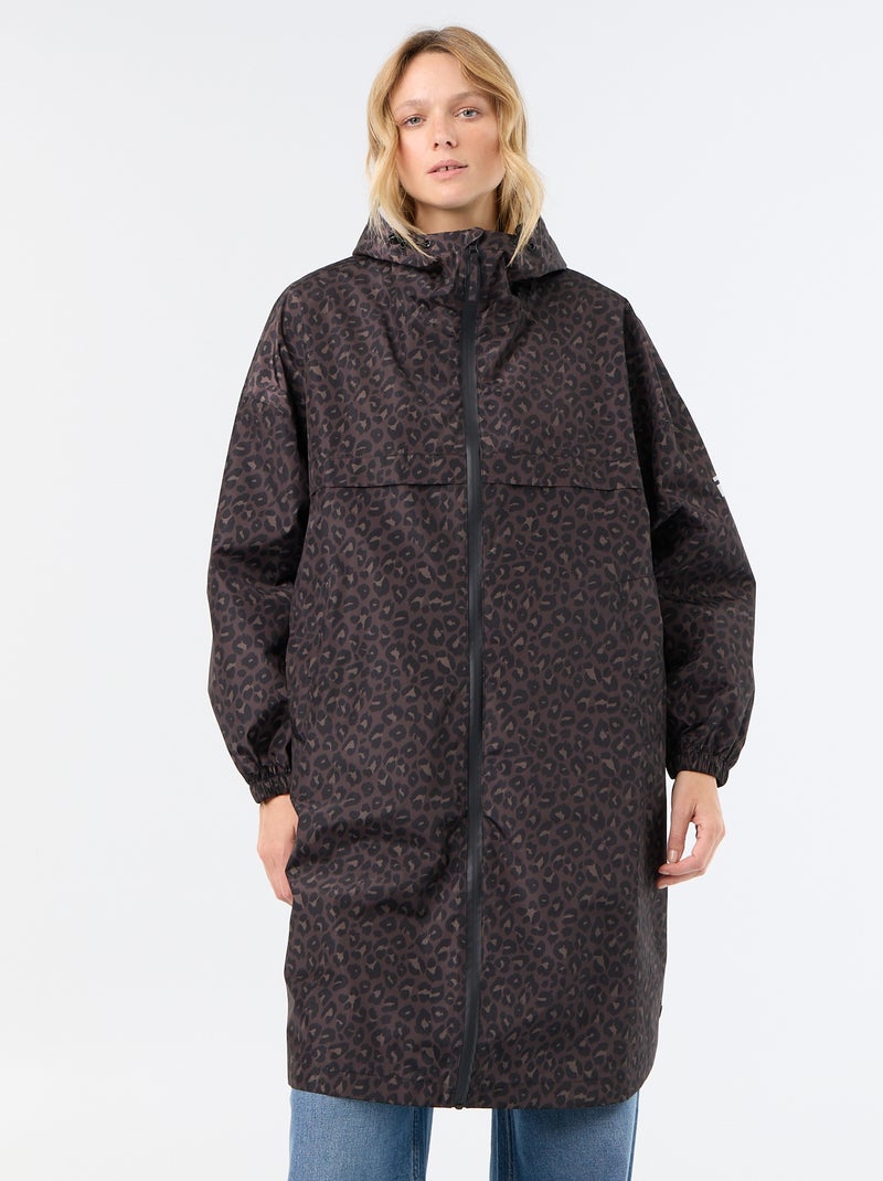 Parka longue déperlante à capuche Marron - Kiabi