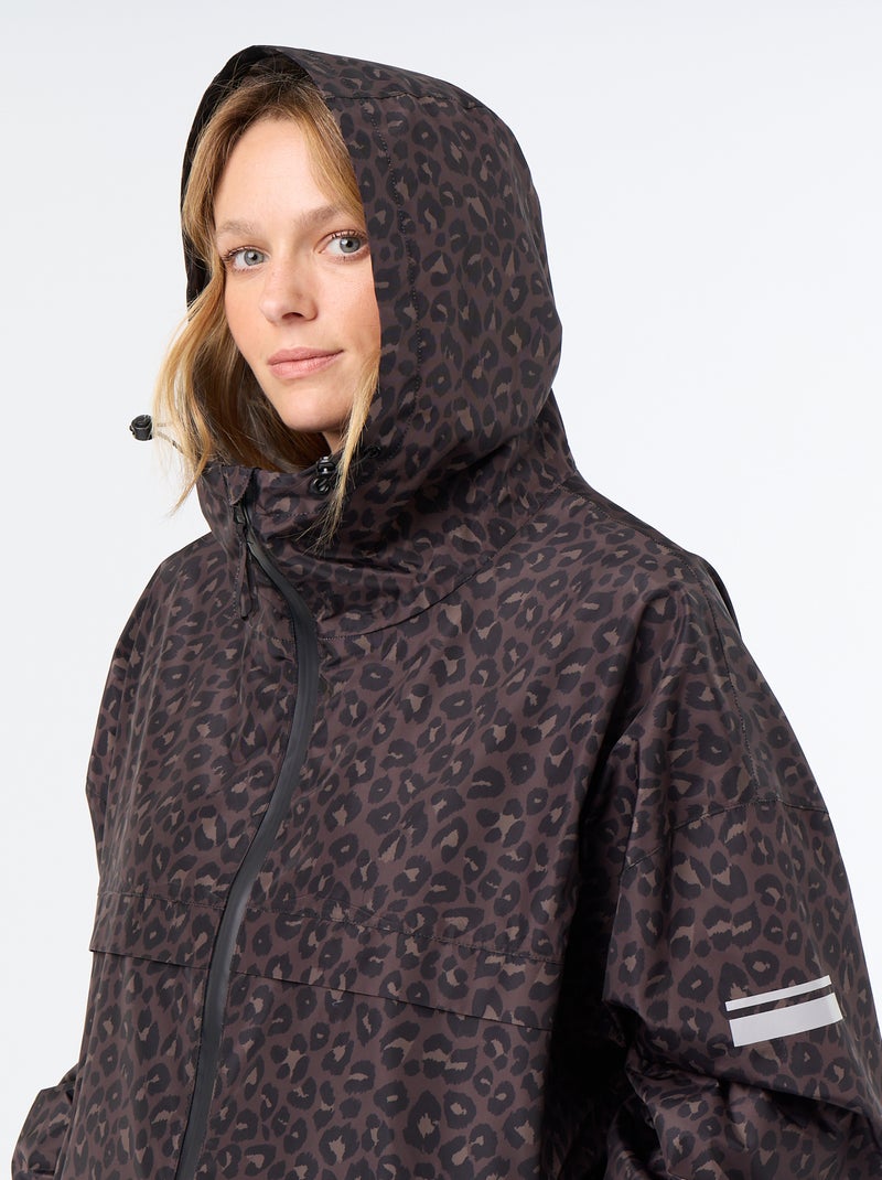 Parka longue déperlante à capuche Marron - Kiabi