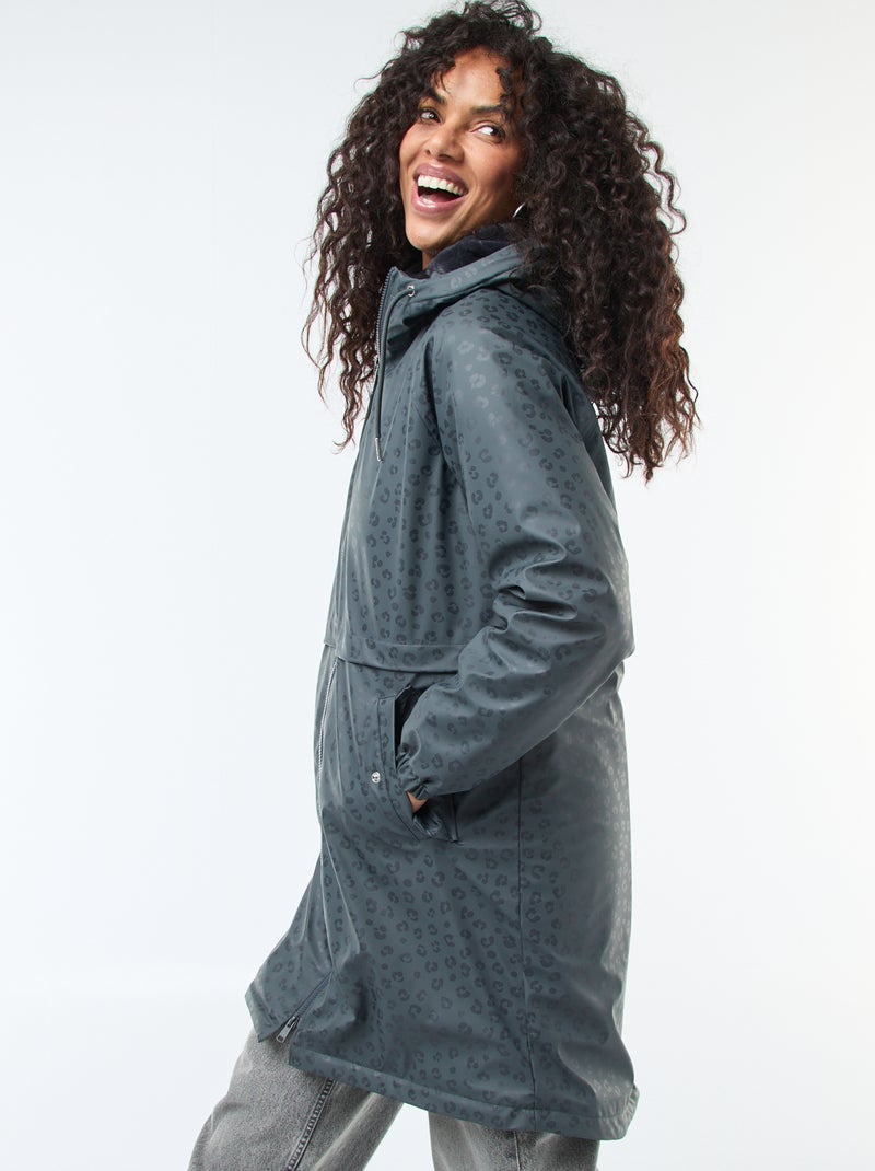 Parka longue fourrée Gris - Kiabi