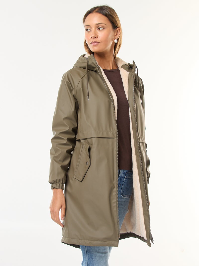 Parka longue fourrée Kaki - Kiabi