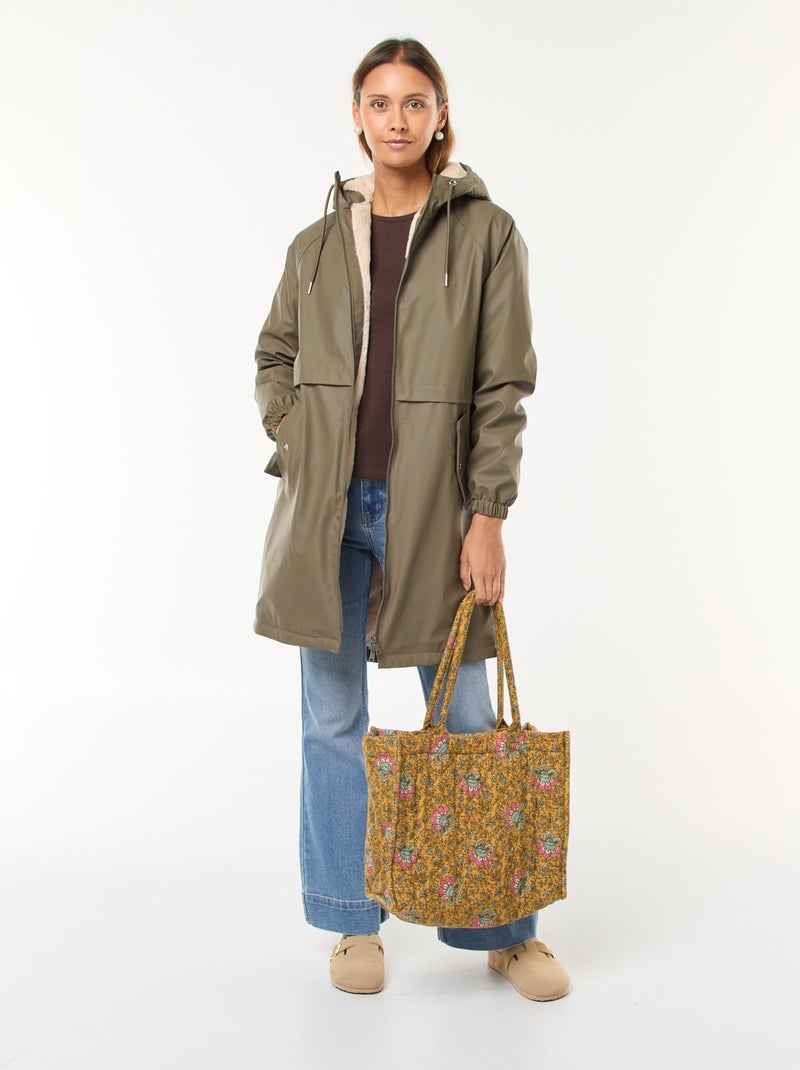 Parka longue fourrée Kaki - Kiabi