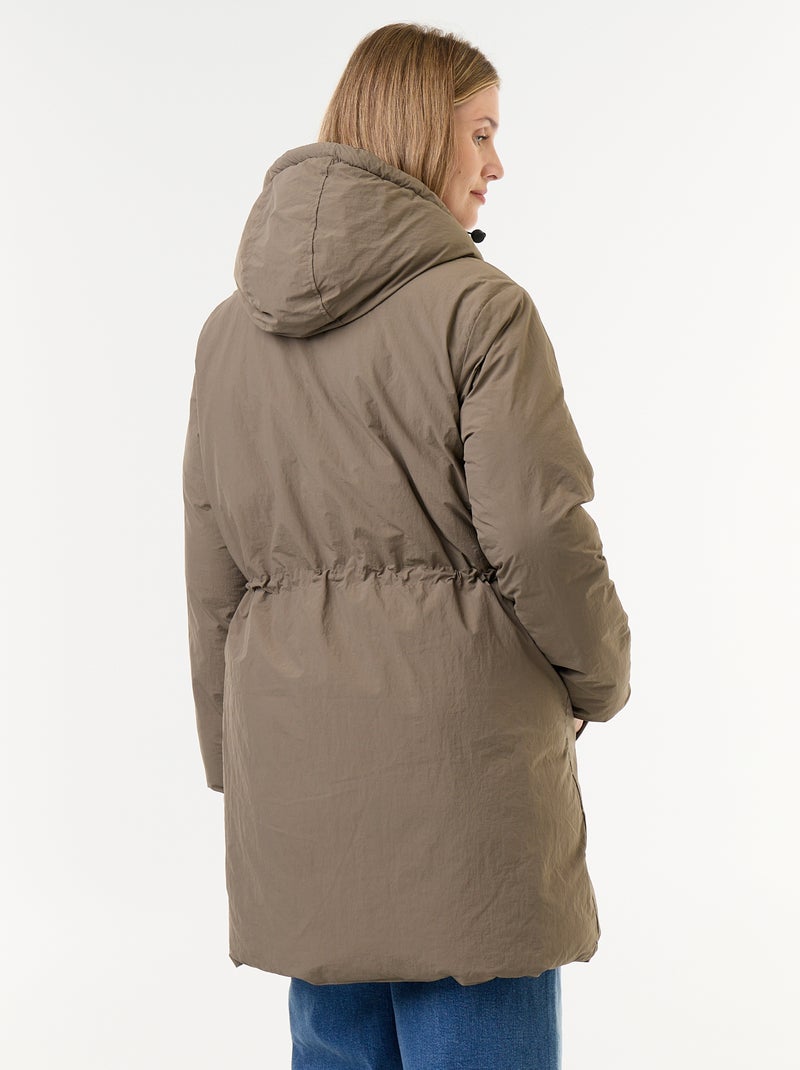 Parka longue matelassée à capuche Vert - Kiabi